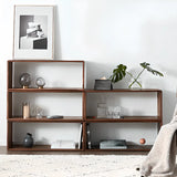 Desktop Lateral Modern Rectangular Walnut Bookcase Image - 2