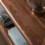 Desktop Lateral Modern Rectangular Walnut Bookcase Image - 6