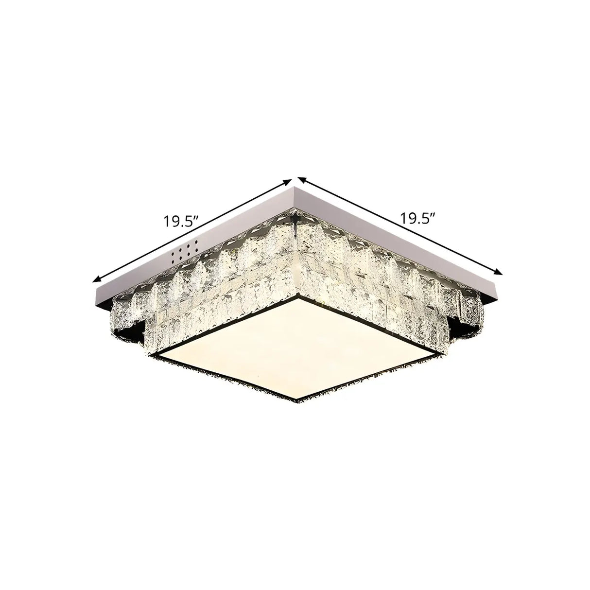 Dimmable Chrome Square Crystal LED Flush Mount Light 