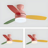 Dimmable Modern 3-Blade Wood White Ceiling Fan with Light Image - 13