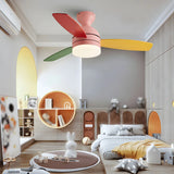 Dimmable Modern 3-Blade Wood White Ceiling Fan with Light Image - 18