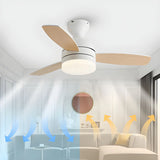 Dimmable Modern 3-Blade Wood White Ceiling Fan with Light Image - 19