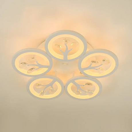 Dimmable Round Branch Flush Mount Ceiling Light 5-Light Image - 2
