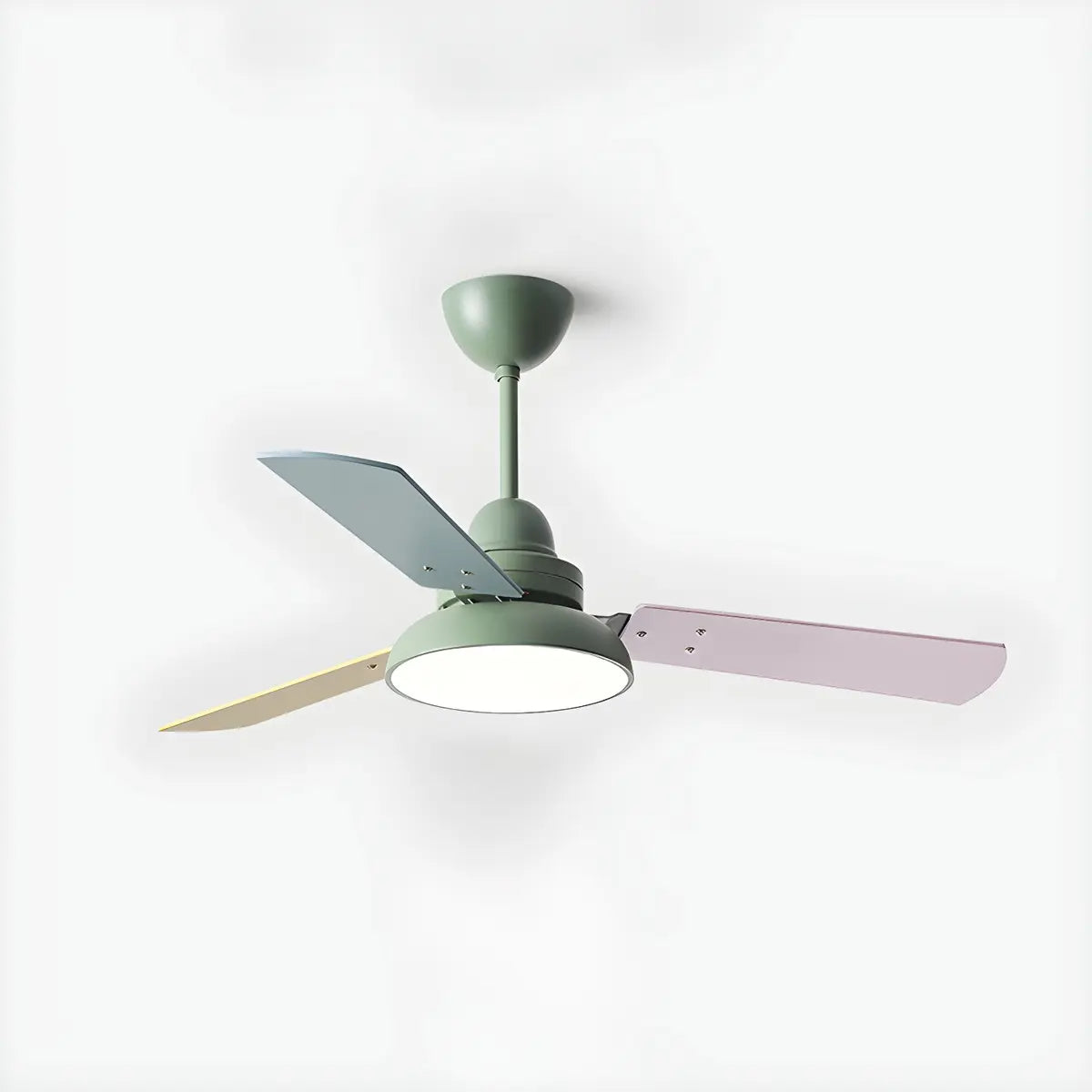 Dimmable Solid Wood White Downrods Ceiling Fan with Light Image - 10