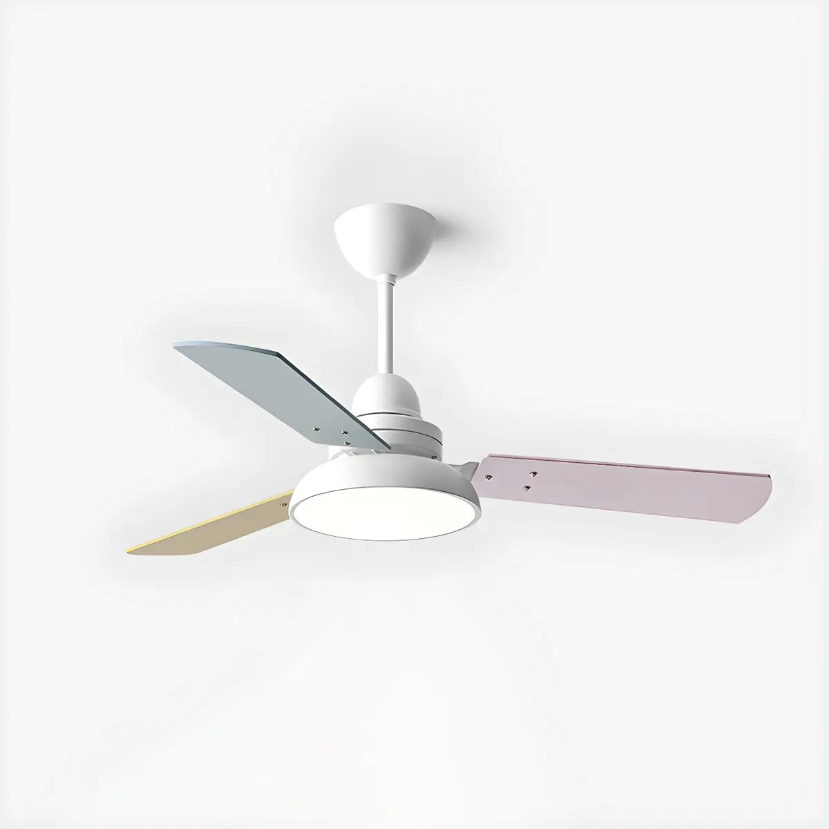 Dimmable Solid Wood White Downrods Ceiling Fan with Light Image - 11