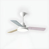 Dimmable Solid Wood White Downrods Ceiling Fan with Light Image - 11
