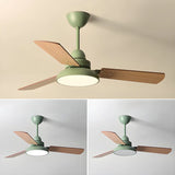 Dimmable Solid Wood White Downrods Ceiling Fan with Light Image - 12