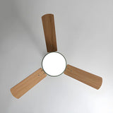 Dimmable Solid Wood White Downrods Ceiling Fan with Light Image - 14