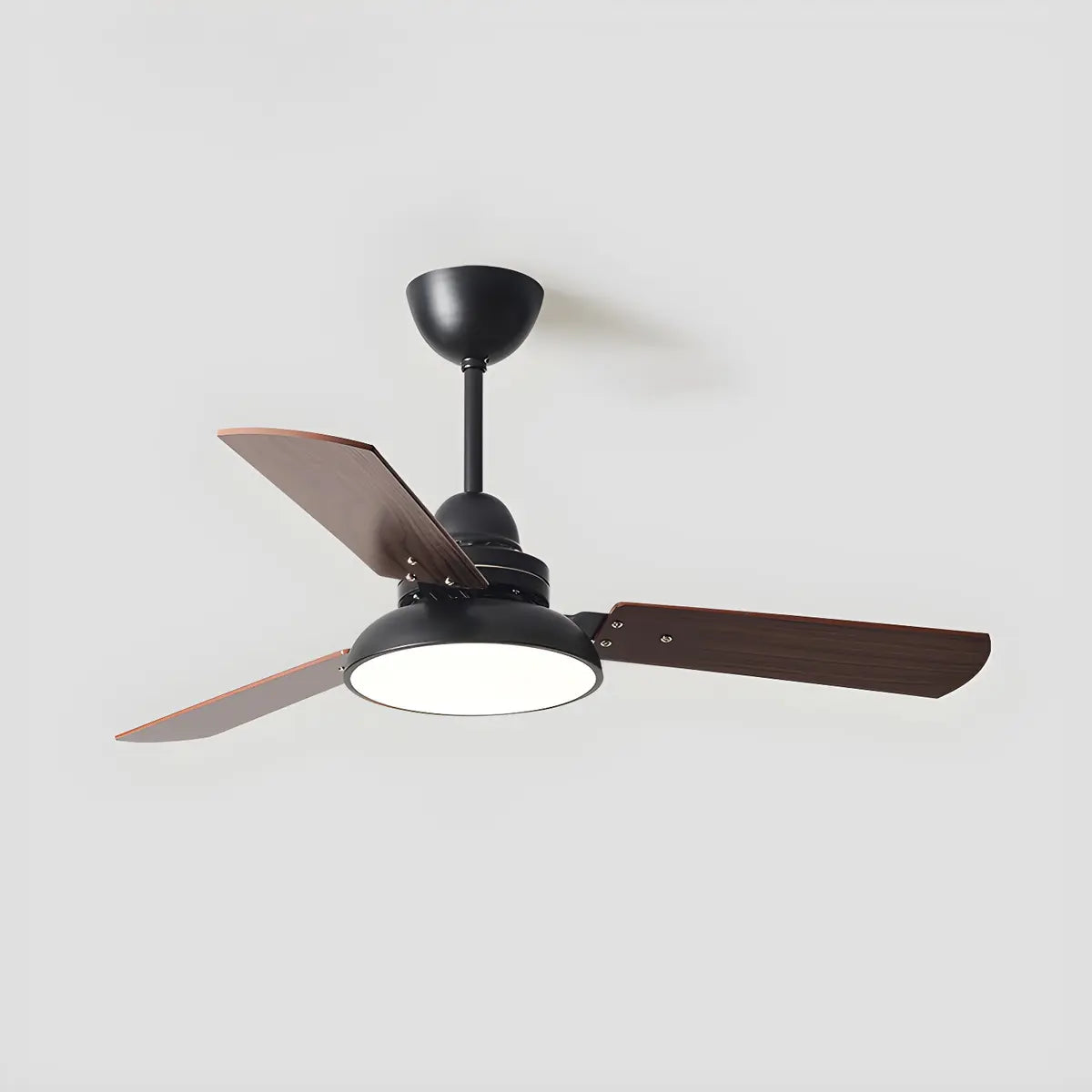 Dimmable Solid Wood White Downrods Ceiling Fan with Light Image - 2