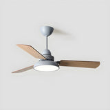 Dimmable Solid Wood White Downrods Ceiling Fan with Light Image - 3