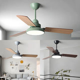 Dimmable Solid Wood White Downrods Ceiling Fan with Light Image - 5
