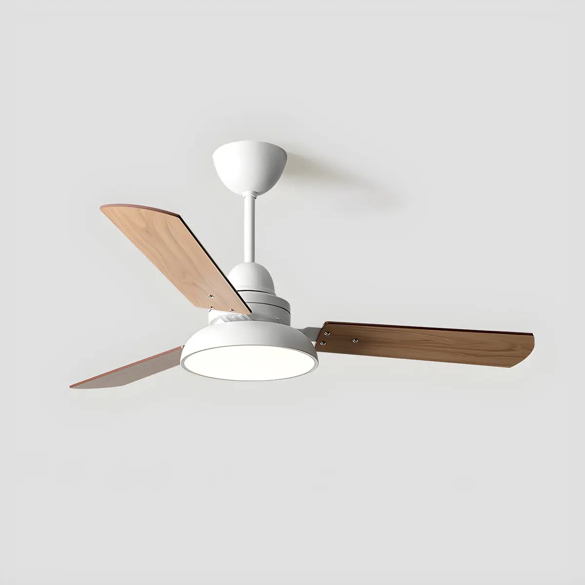 Dimmable Solid Wood White Downrods Ceiling Fan with Light Image - 6