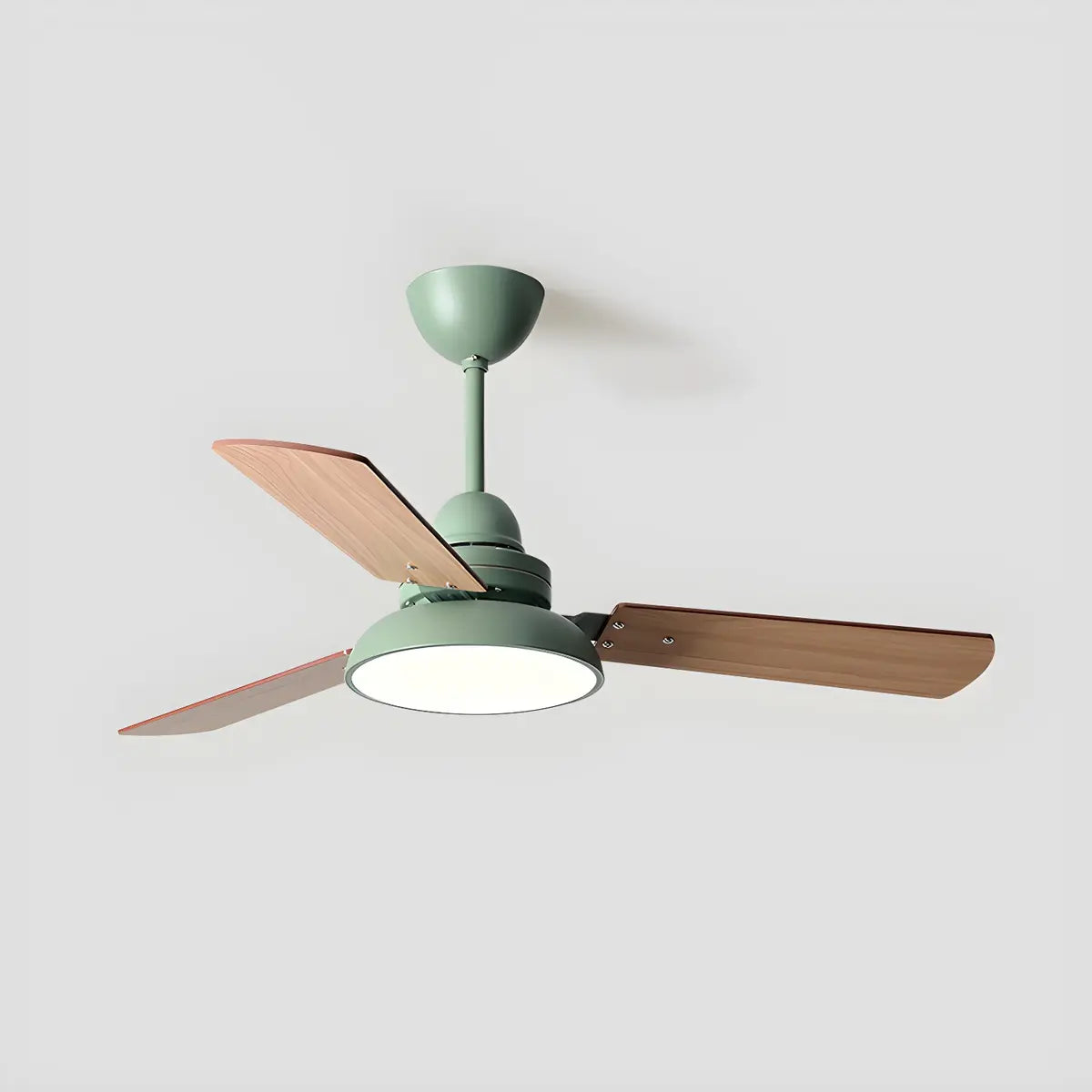 Dimmable Solid Wood White Downrods Ceiling Fan with Light Image - 7