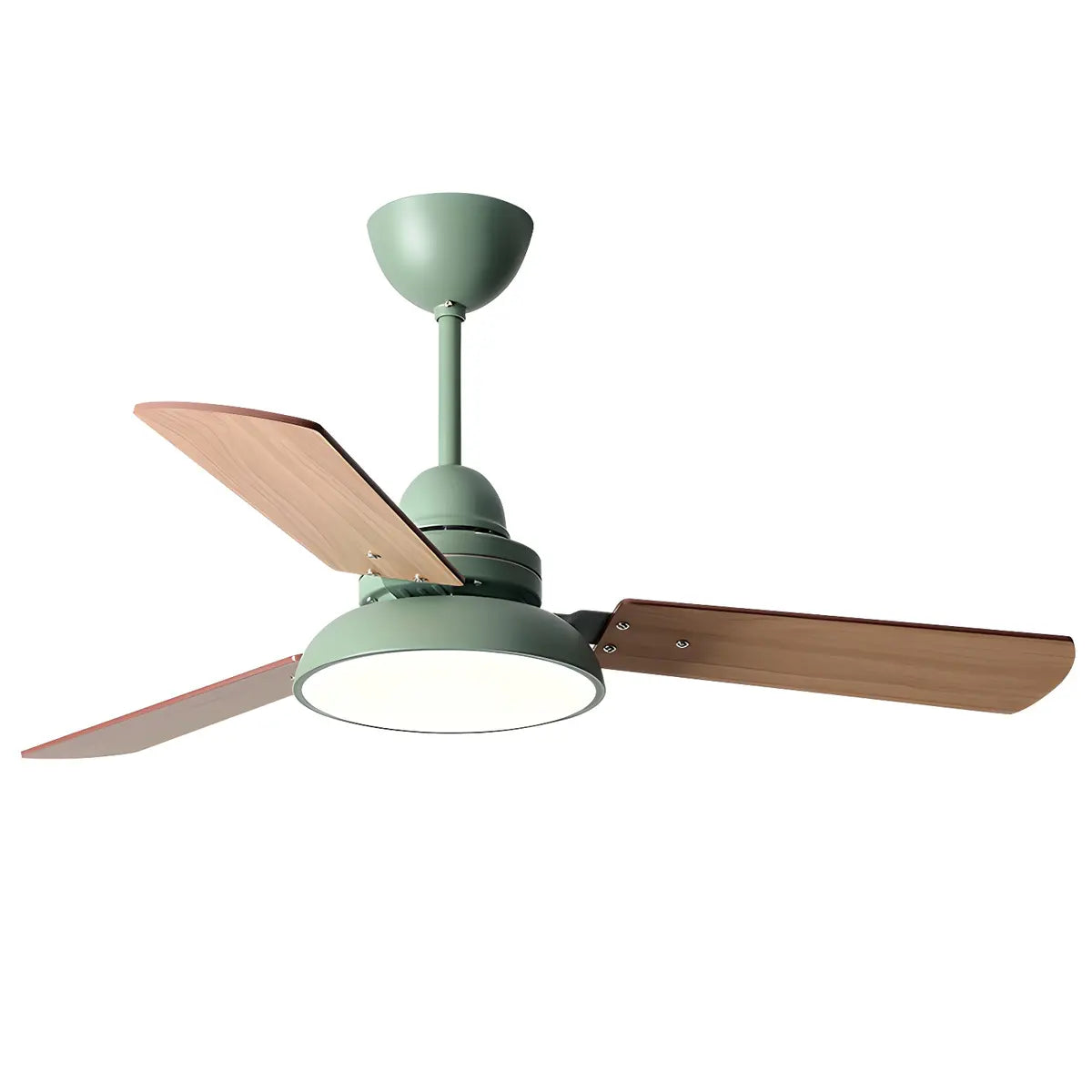 Dimmable Solid Wood White Downrods Ceiling Fan with Light Image - 9