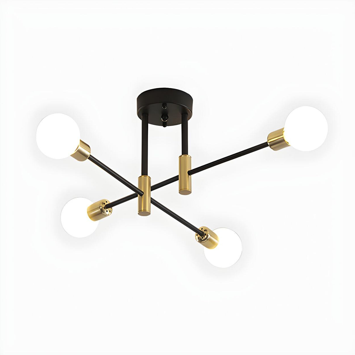 Dining Black Gold Sputnik Semi-Flush Mount Lamp 4-Light Image - 2