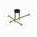Dining Black Gold Sputnik Semi-Flush Mount Lamp 4-Light Image - 2