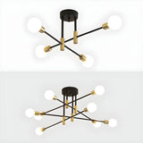 Dining Black Gold Sputnik Semi-Flush Mount Lamp 4-Light Image - 10