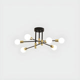 Dining Black Gold Sputnik Semi-Flush Mount Lamp 4-Light Image - 3