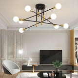 Dining Black Gold Sputnik Semi-Flush Mount Lamp 4-Light Image - 4
