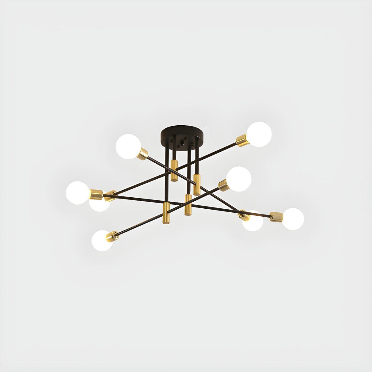 Dining Black Gold Sputnik Semi-Flush Mount Lamp 4-Light Image - 5