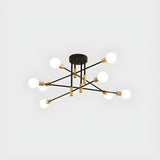 Dining Black Gold Sputnik Semi-Flush Mount Lamp 4-Light Image - 5