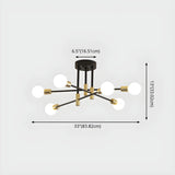 Dining Black Gold Sputnik Semi-Flush Mount Lamp 4-Light #size