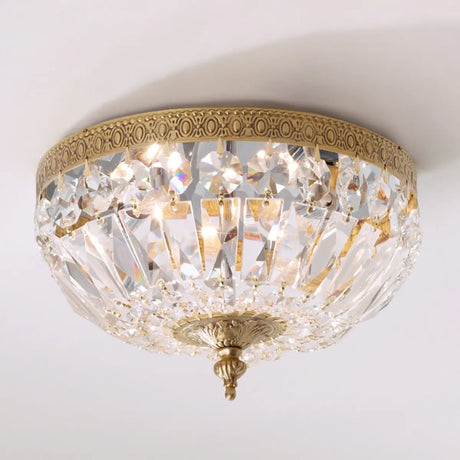 Dining Room Gold Crystal Flush Mount Ceiling Light Image - 1