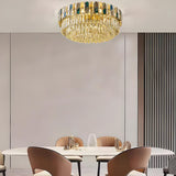 Dining Room Luxury Gold Crystal Flush Mount Light Image - 4