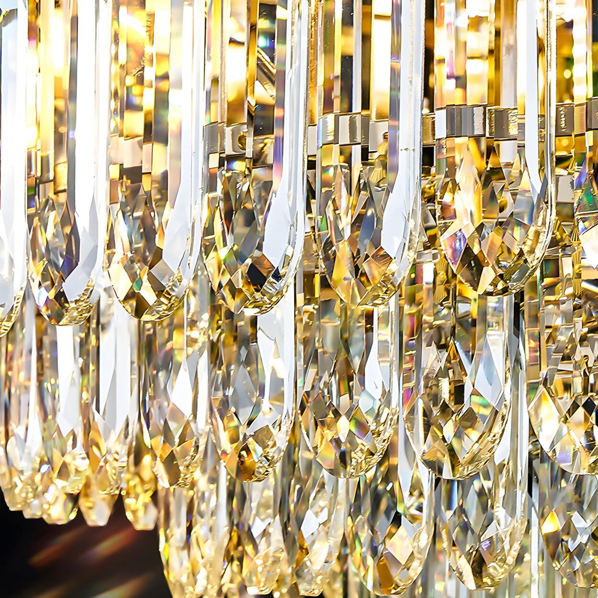 Dining Room Luxury Gold Crystal Flush Mount Light Image - 5