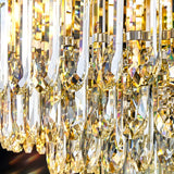 Dining Room Luxury Gold Crystal Flush Mount Light Image - 5