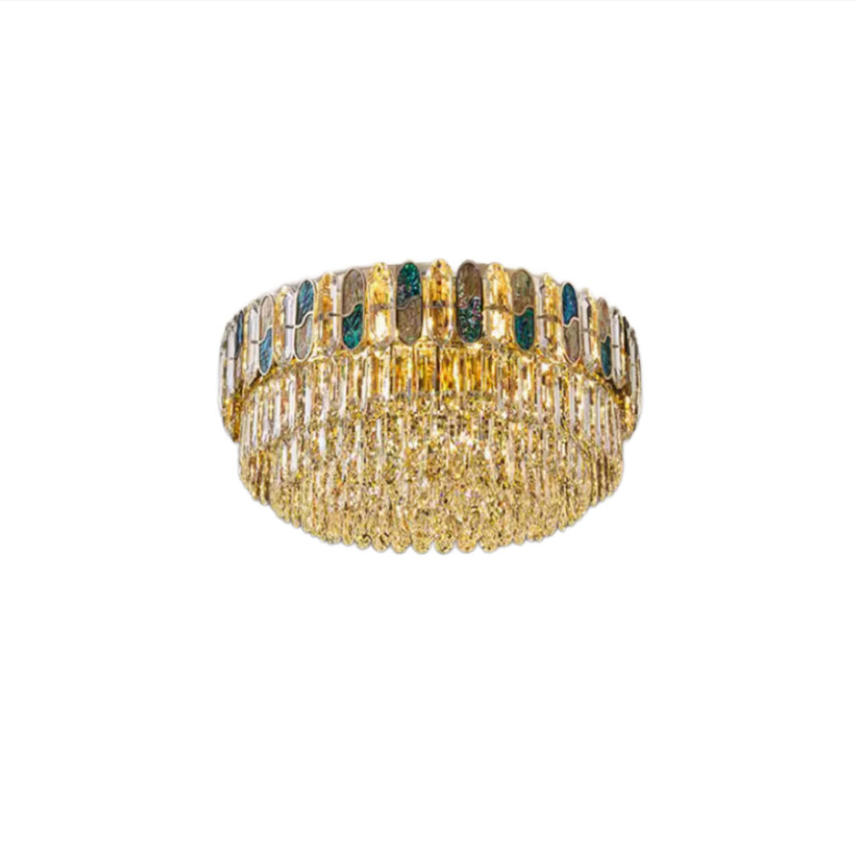 Dining Room Luxury Gold Crystal Flush Mount Light Image - 6