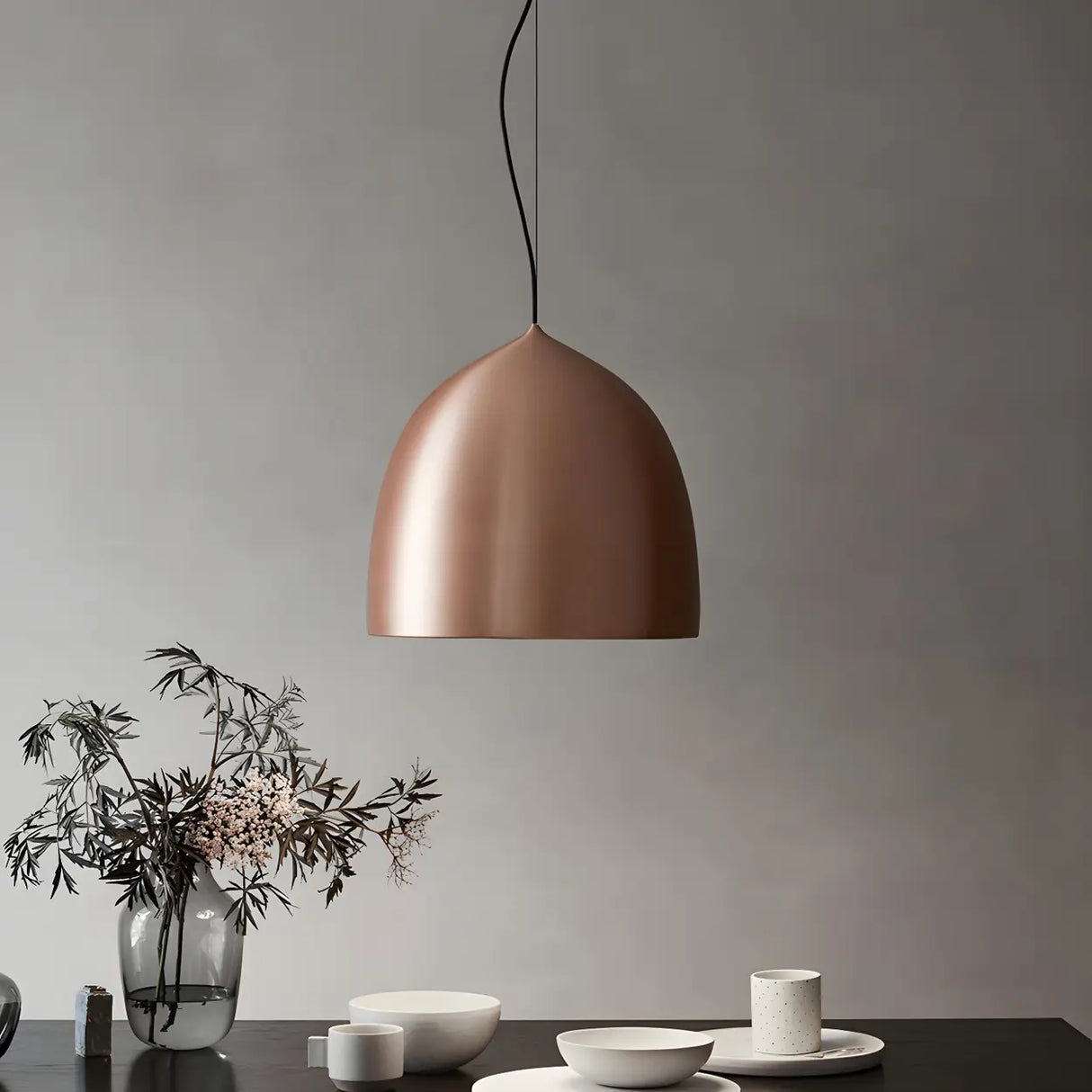 Dining Room Mini Copper Dome Metal Pendant Light Image - 1