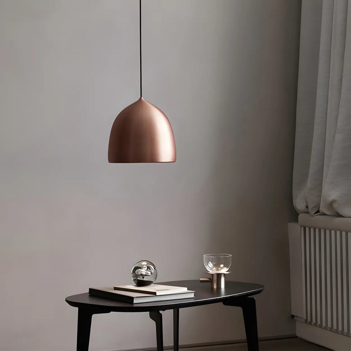 Dining Room Mini Copper Dome Metal Pendant Light Image - 2