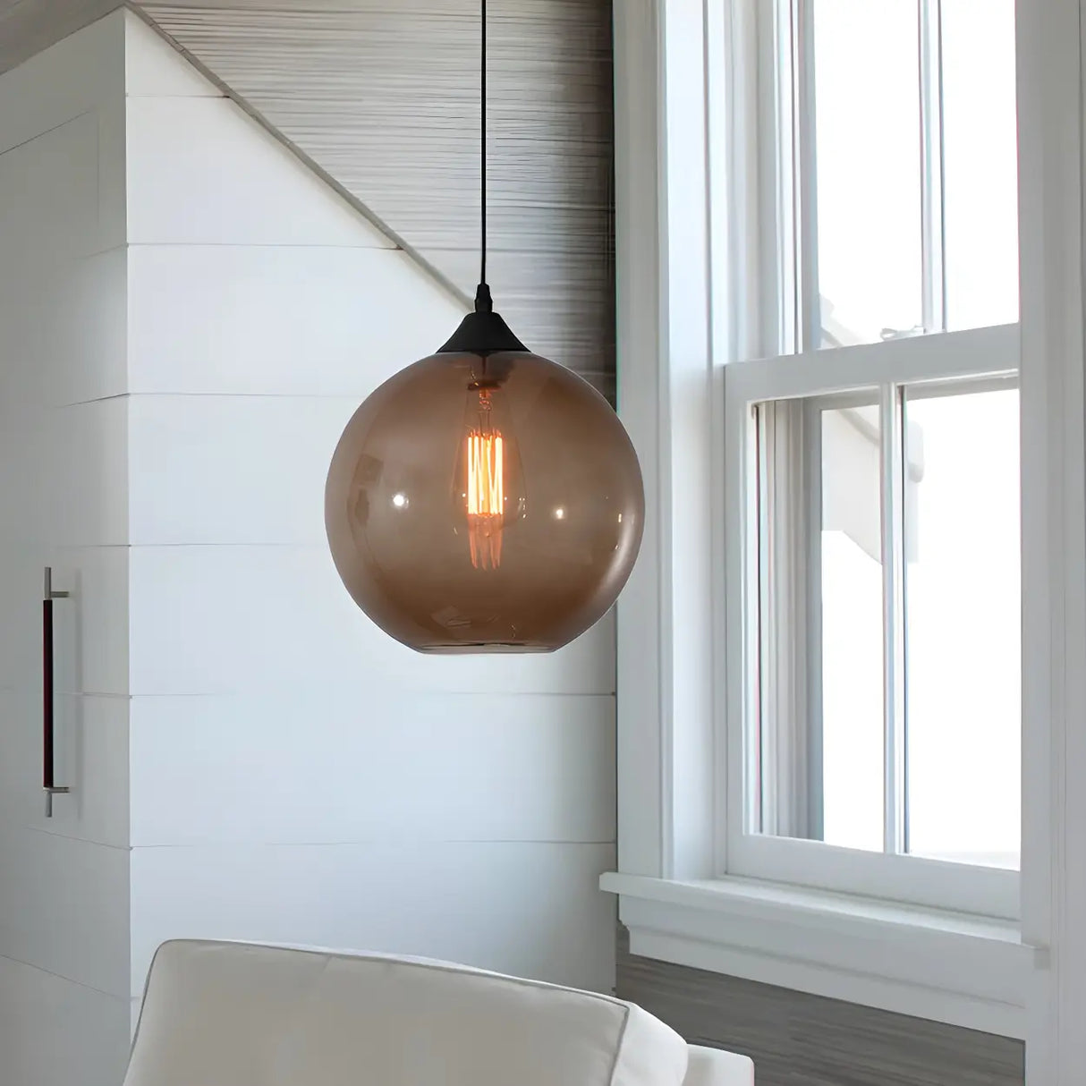 Dining Room Mini Glass Globe-Shaped Pendant Light Image - 12