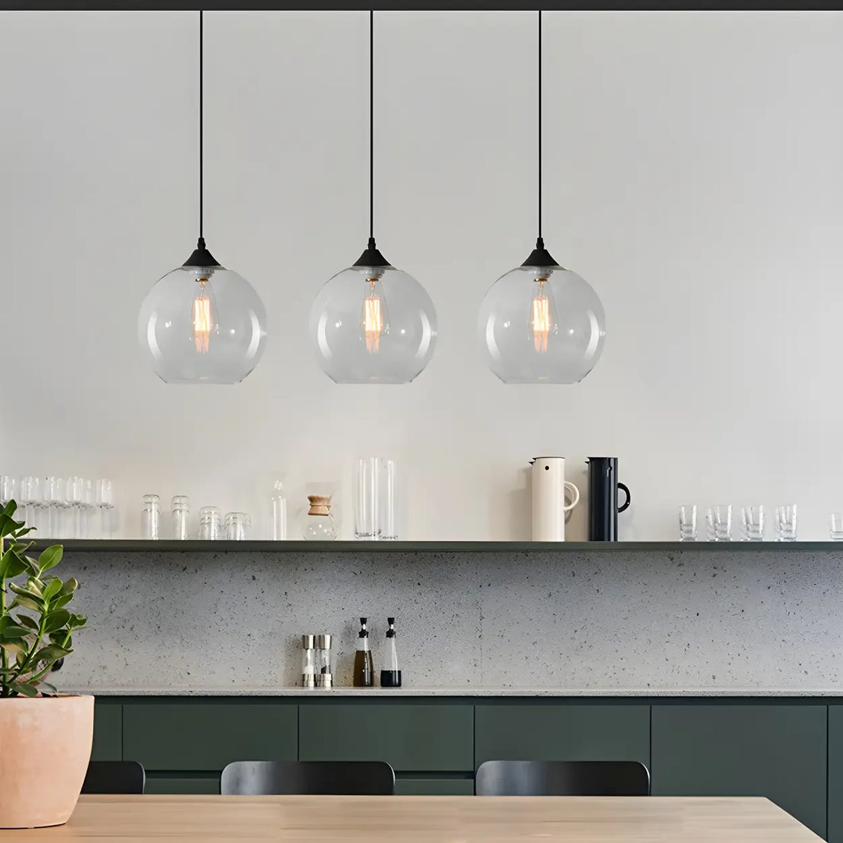 Dining Room Mini Glass Globe-Shaped Pendant Light Image - 19