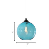 Dining Room Mini Glass Globe-Shaped Pendant Light #size