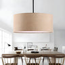 Dining Room Rustic Fabric Drum-Shaped Pendant Light Image - 1