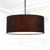 Dining Room Rustic Fabric Drum-Shaped Pendant Light Image - 5