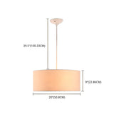 Dining Room Rustic Fabric Drum-Shaped Pendant Light Image - 9