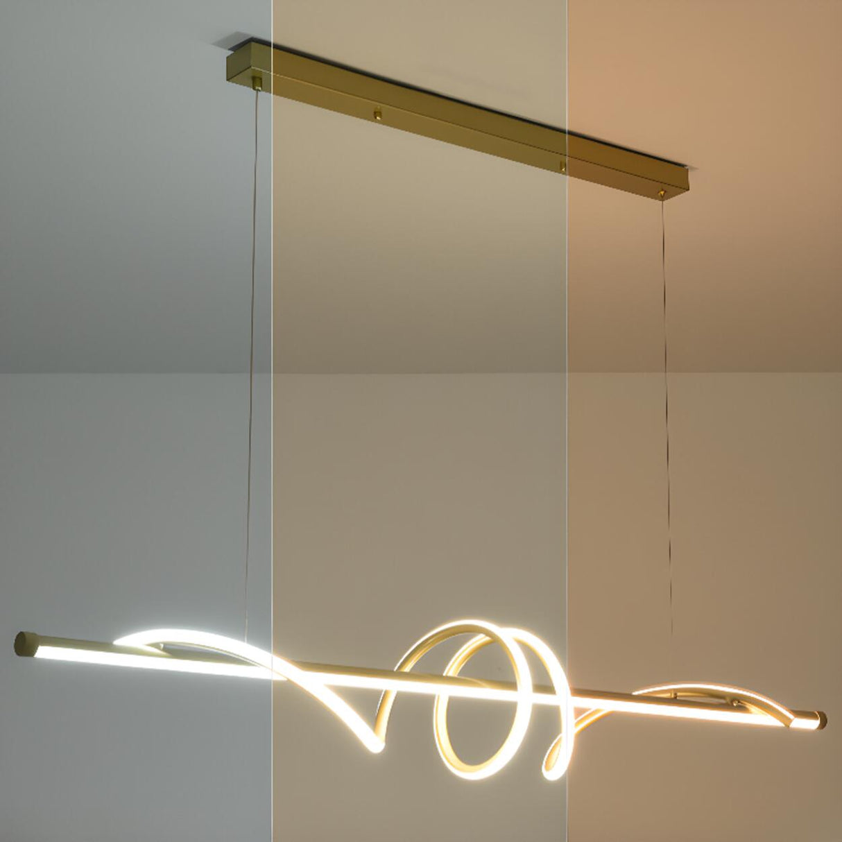 Dining Room Unique LED Black Wave Pendant Light Image - 10
