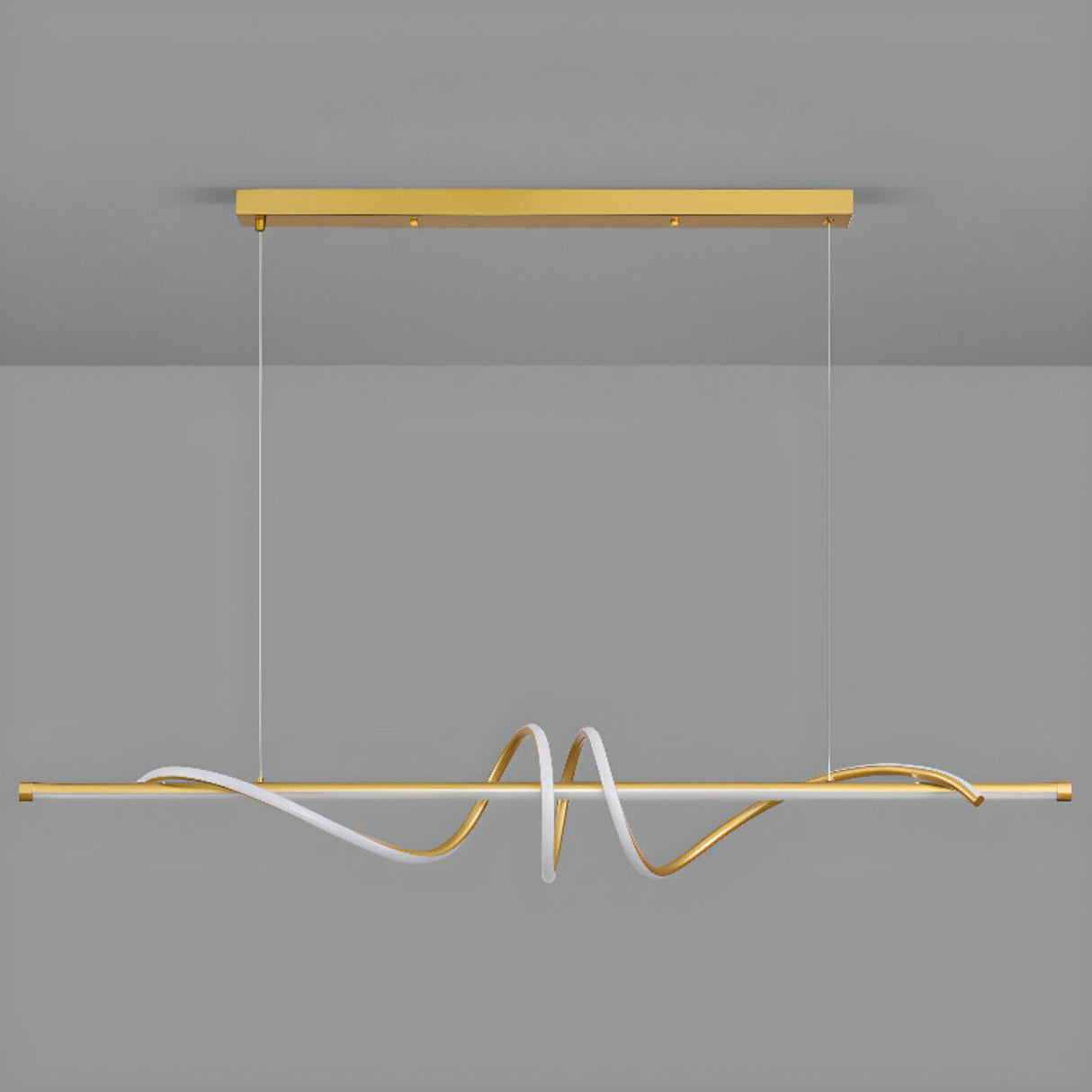 Dining Room Unique LED Black Wave Pendant Light Image - 6