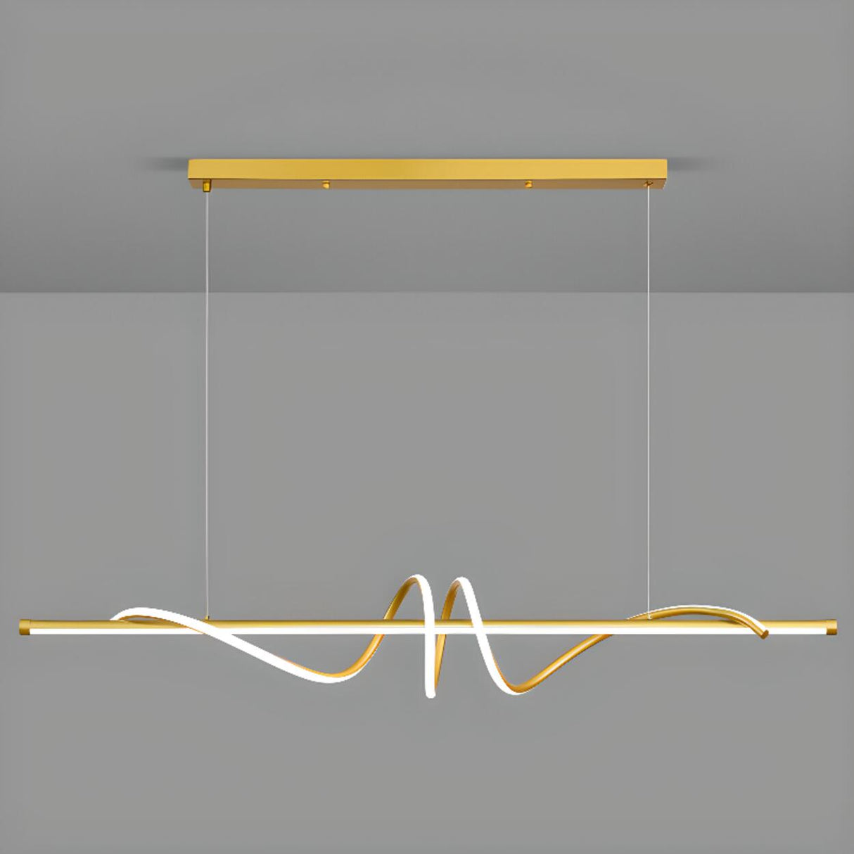 Dining Room Unique LED Black Wave Pendant Light Image - 7