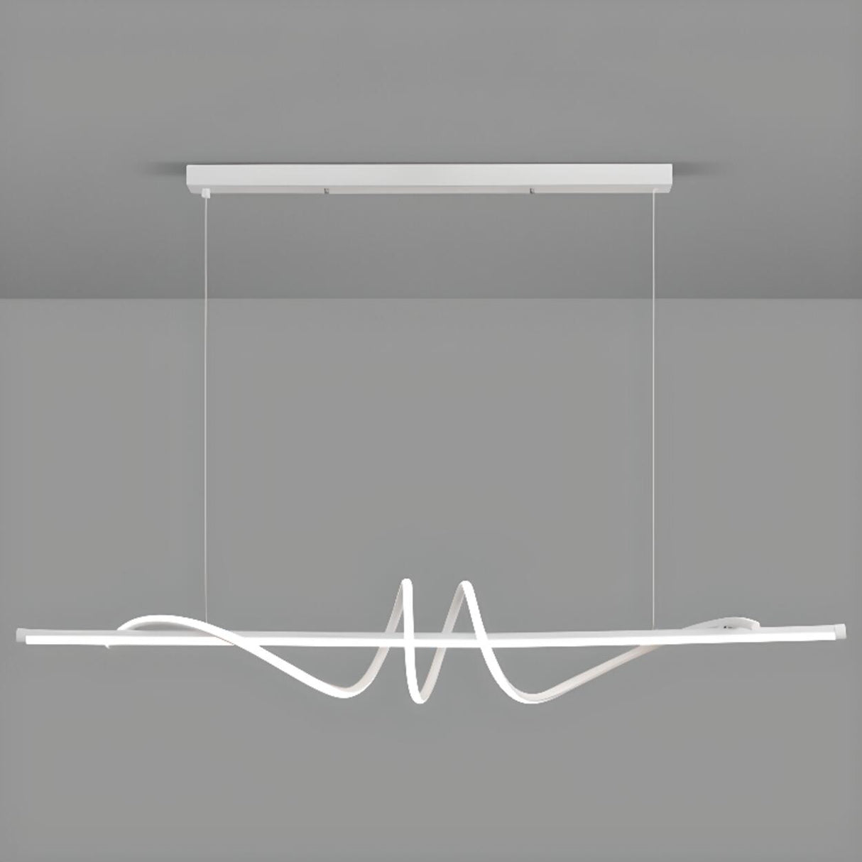 Dining Room Unique LED Black Wave Pendant Light Image - 9
