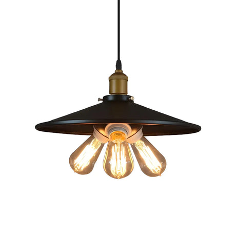 Disc Metal Black 3-Light Mini Edison Bulb Chandelier Image - 2