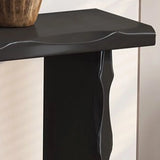 Display Artistic Wood Brown Double Pedestal Console Table Image - 8