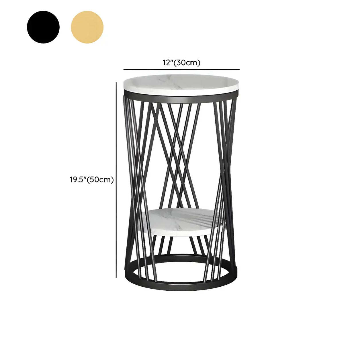 Display Round Gold Faux Marble 2 Tiers Plant Stand 