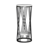 Display Round Gold Faux Marble 2 Tiers Plant Stand Image - 2