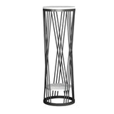 Display Round Gold Faux Marble 2 Tiers Plant Stand Image - 7