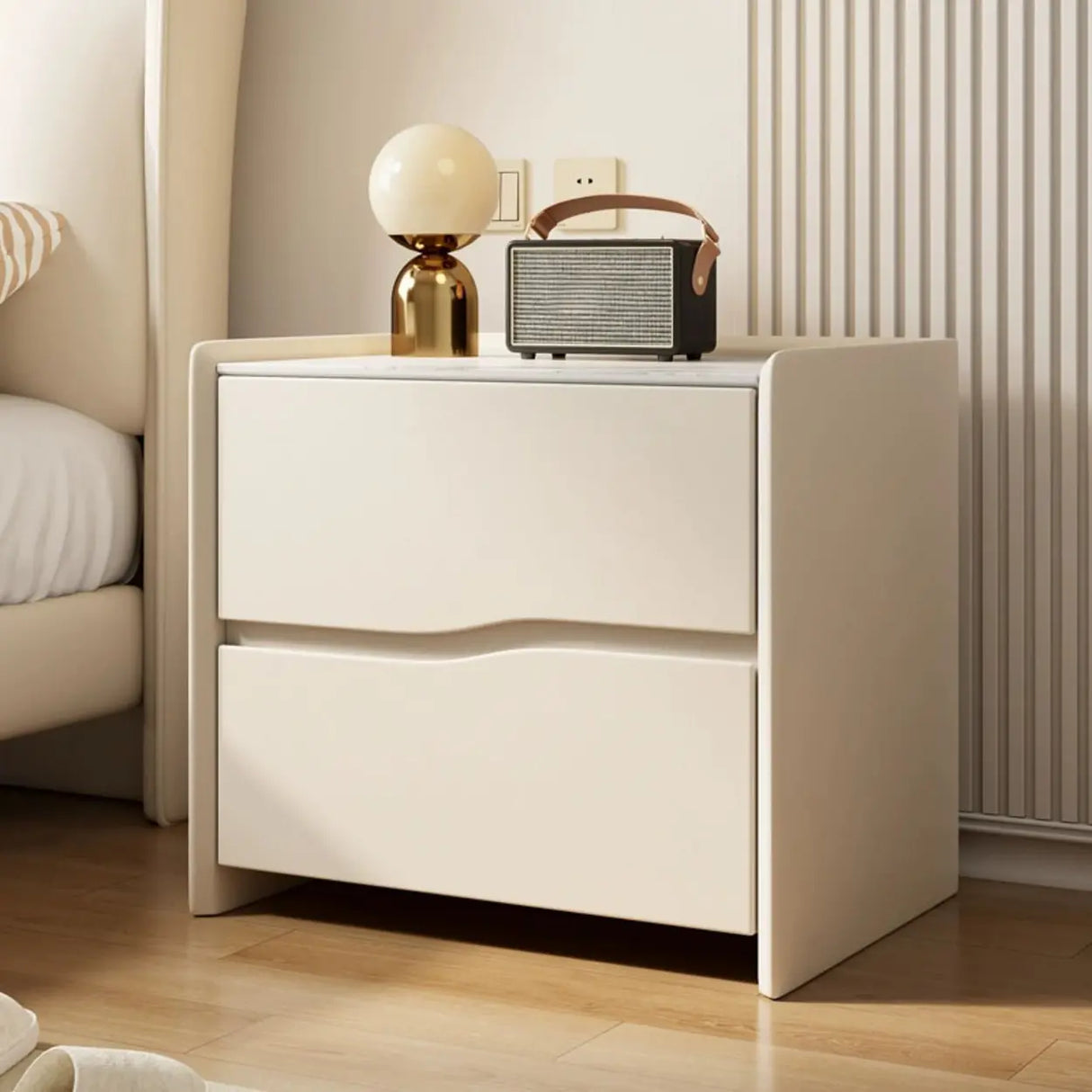 Distressed Finish Stone Countertop Kids Nightstand Image - 1
