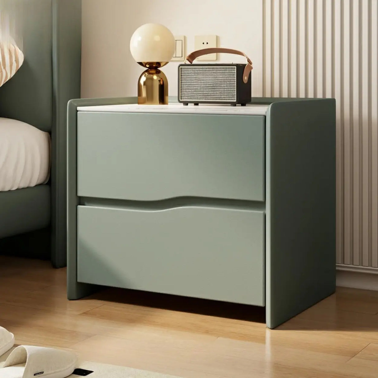Distressed Finish Stone Countertop Kids Nightstand Image - 3